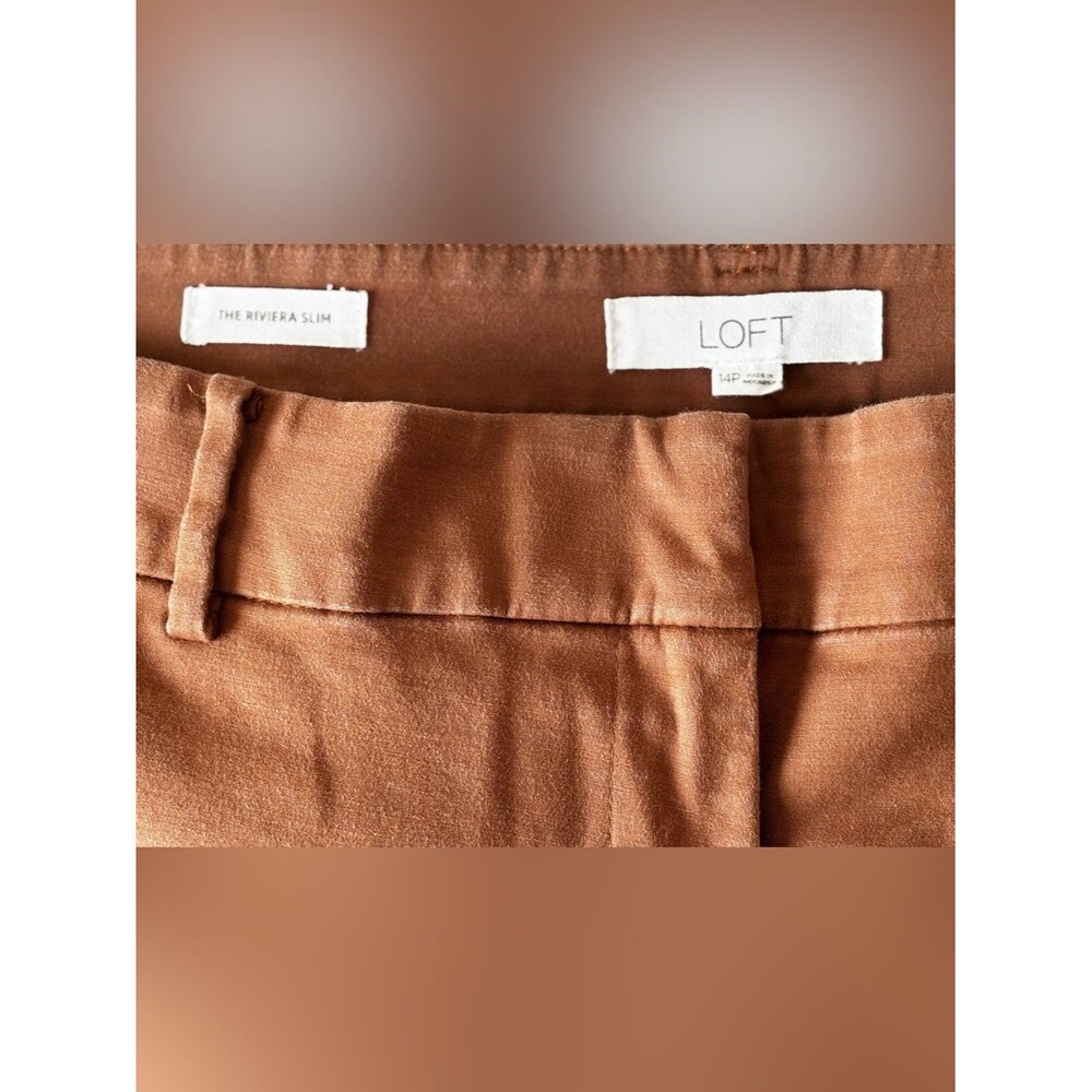 LOFT Riviera Slim Pants Cocoa Powder Size 14 Petite - Picture 2 of 5